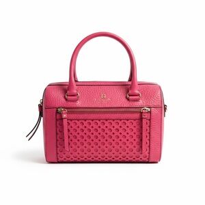 Kate Spade Pink Pebbled Leather Satchel Crossbody Gold Hardware